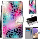 Voor Samsung Galaxy A32 5G Gekleurde Tekening Cross Textuur Horizontale Flip PU Lederen Case met Houder & Kaartsleuven & Portemonnee & Lanyard (Doorschijnend Glas)