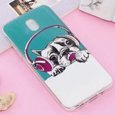 Voor Galaxy J7 (2017) (EU-versie) Noctilucent IMD Dog Pattern Soft TPU Back Case Protector Cover