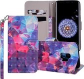 3D-kleurenrasterpatroon Gekleurde tekening Horizontale leren flip-hoes voor Galaxy S9, met houder en kaartsleuven en portemonnee en draagkoord