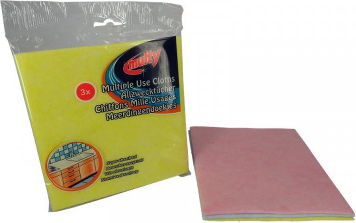 Goedkoopste Multy Vaatdoekjes viscose pak a 3 stuks