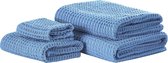 Beliani AREORA - Handdoek set van 4 - blauw - katoen