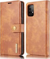 Voor Samsung Galaxy A52 5G DG.MING Crazy Horse Texture Flip Afneembare Magnetische Leren Case met Houder & Kaartsleuven & Portemonnee (Bruin)