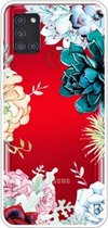 Voor Samsung Galaxy A21s schokbestendig geverfd transparant TPU beschermhoes (Gem Flower)