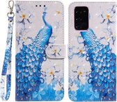 Voor Samsung Galaxy Note20 3D Schilderen Patroon Gekleurde Tekening Horizontale Flip PU Lederen Case met Houder & Kaartsleuven & Portemonnee (Blauwe Pauw)