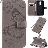 Voor Xiaomi Redmi 8 Pressed Printing Butterfly Pattern Horizontale Flip PU Leather Case met houder & kaartsleuven & portemonnee & Lanyard (grijs)