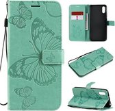 Voor Xiaomi Redmi 9A 3D Vlinders Embossing Patroon Horizontale Flip Leren Case met Houder & Kaartsleuf & Portemonnee (Groen)