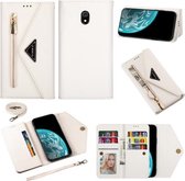 Voor Xiaomi Redmi 8A Skin Feel Rits Horizontale Flip Leren Case met Houder & Kaartsleuven & Fotolijst & Lanyard & Lang Touw (Wit)