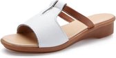 Platte bodem eenvoudige en comfortabele casual sandalen voor dames (kleur: wit maat: 37)