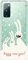 Voor Samsung Galaxy S20 FE Trendy Leuke Kerst Patroon Case Clear TPU Cover Telefoon Gevallen (Drie Witte Konijnen)
