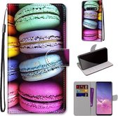 Voor Samsung Galaxy S10 Gekleurde Tekening Cross Textuur Horizontale Flip PU Lederen Case met Houder & Kaartsleuven & Portemonnee & Lanyard (Kleurrijke Laagcake)