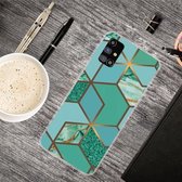 Voor Samsung Galaxy M31s Marble Shockproof TPU beschermhoes (Rhombus Green)