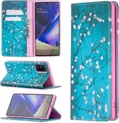 Voor Samsung Galaxy Note20 Gekleurde Tekening Patroon Onzichtbare Magnetische Horizontale Flip PU Lederen Case met Houder & Kaartsleuven & Portemonnee (Pruimenbloesem)