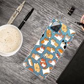 Voor Samsung Galaxy A12 Gekleurde tekening Clear TPU beschermhoesjes (Corgis)
