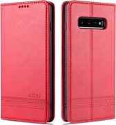 Voor Samsung Galaxy S10 AZNS Magnetische Kalf Textuur Horizontale Flip Leren Case met Kaartsleuven & Houder & Portemonnee (Rood)
