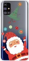 Voor Samsung Galaxy M51 Trendy Leuke Kerst Patroon Case Clear TPU Cover Telefoon Gevallen (Bal Kerstman)