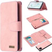 Voor Samsung Galaxy A81 Afneembare Frosted Magnetische Horizontale Flip PU lederen tas met kaartsleuven & houder & rits Portemonnee & fotolijst (roze)