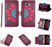 Voor Samsung Galaxy S8 Afdrukken Tweekleurig Half Mandala-patroon Dubbelzijdige magnetische gesp Horizontale flip lederen tas met houder & kaartsleuven & portemonnee & fotolijst & lanyard (wi