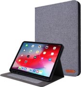Horizontale flip TPU + stof PU lederen beschermhoes met naamkaartclip voor iPad Air (2020) 10.9 (grijs)