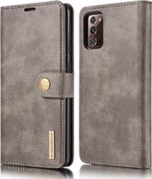 Voor Samsung Galaxy Note20 DG.MING Crazy Horse Texture Flip afneembare magnetische lederen tas met houder & kaartsleuven & portemonnee (grijs)
