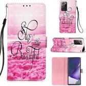 Voor Samsung Galaxy Note20 Ultra 3D Schilderen Horizontale Flip Leren Case met Houder & Kaartsleuf & Portemonnee & Lanyard (mooi)