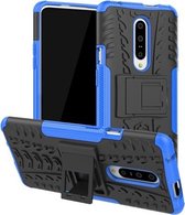 Tyre Texture TPU + PC schokbestendig telefoonhoesje voor OnePlus 7, met houder (blauw)