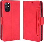 Voor OnePlus 8T Wallet Style Skin Feel Kalfspatroon lederen hoes met aparte kaartsleuf (rood)