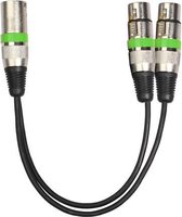 2055MFF-03 2 in1 XLR mannelijk naar dubbel vrouwelijk microfoon Audiokabel, lengte: 0,3 m (groen)