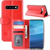 R64 Texture Single Fold Horizontale Flip Leather Case voor Galaxy S10, met houder & kaartsleuven & portemonnee (rood)