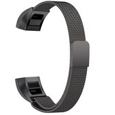 Magnetische polsband van roestvrij staal voor FITBIT Alta, maat: groot, 170-236 mm (zwart)