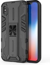 Supersonische pc + TPU schokbestendige beschermhoes met houder voor iPhone X & XS (zwart)