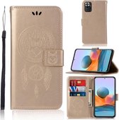 Voor Xiaomi Redmi Note 10 Pro Windgong Uil Embossing Patroon Horizontale Flip Leren Case met Houder & Kaartsleuven & Portemonnee (Goud)