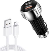 YSY-310QC18W QC3.0 dual-poort USB-autolader + 3A USB naar 8-pins datakabel, kabellengte: 1m (zwart)