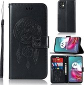 Voor Motorola Moto G30 Windgong Uil Embossing Patroon Horizontale Flip Leren Case met Houder & Kaartsleuven & Portemonnee (Zwart)