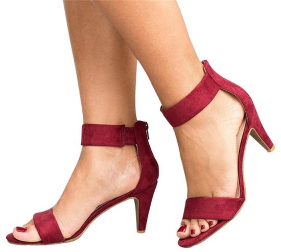 Mode Dames Hakken Sandalen Hoge Hakken, Maat: 42 (Rode wijn)