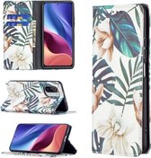Voor Xiaomi Mi 11i / Poco F3 / Redmi K40 Gekleurd tekeningpatroon Onzichtbaar magnetisch Horizontaal Flip PU lederen tas met houder & kaartsleuven & portemonnee (rode bladeren)