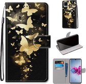 Voor ZTE Axon 11 5G Gekleurde Tekening Cross Textuur Horizontale Flip PU Lederen Case met Houder & Kaartsleuven & Portemonnee & Lanyard (Golden Butterfly Group)
