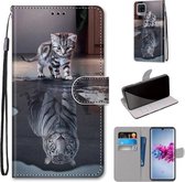 Voor ZTE Axon 11 5G Gekleurde Tekening Cross Textuur Horizontale Flip PU Lederen Case met Houder & Kaartsleuven & Portemonnee & Lanyard (Kat Wordt Tijger)