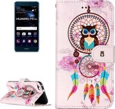 Voor Huawei P10 Lite Gloss Olie Reliëf Bells Uil Patroon Horizontale Flip Leather Case met Houder & Kaartsleuven & Portemonnee & Fotolijst