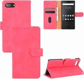 Voor BlackBerry KEY2 effen kleur huid gevoel magnetische gesp horizontale flip kalf textuur PU lederen tas met houder & kaartsleuven & portemonnee (rose rood)