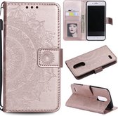 Voor LG X210 Totem Bloem Reliëf Horizontale Flip TPU + PU Leren Case met Houder & Kaartsleuven & Portemonnee (Rose Goud)