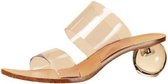 Dames Crystal Heel Beach Slippers Transparante sandalen, maat: 34 (abrikoos)