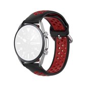 Voor Galaxy Watch 3 45 mm siliconen sport tweekleurige band, maat: 22 mm (zwart rood)