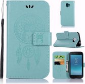 Windgong Uil Embossing Patroon Horizontale Leren Flip Case met Houder & Kaartsleuven & Portemonnee Voor Galaxy J2 Core (2018) (Groen)