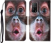 Voor Xiaomi Mi 10T Gekleurde Tekening Patroon Horizontale Flip Leren Case met Houder & Kaartsleuven & Portemonnee & Lanyard (Orang-oetan)