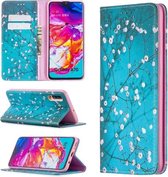Voor Samsung Galaxy A70 Gekleurde Tekening Patroon Onzichtbare Magnetische Horizontale Flip PU Lederen Case met Houder & Kaartsleuven & Portemonnee (Pruimenbloesem)