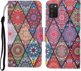 Voor Samsung Galaxy A02s (EU-versie) Gekleurde tekening patroon Horizontale flip lederen tas met houder & kaartsleuven & portemonnee & lanyard (Rhombus Totem)