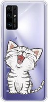 Voor Huawei Honor 30 Pro schokbestendig geverfd TPU beschermhoes (lachende kat)