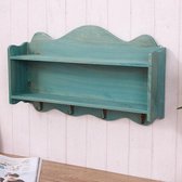 Verse retro houten dubbele wandkasthouder, afmeting: 50x30x10cm (meerblauw)