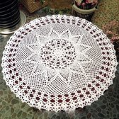 Exquise handgemaakte haaknaald bloementuin Mori katoen kant opengewerkte geweven ronde tafelkleed, maat: 60cm diameter (wit)