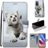 Voor Xiaomi Redmi K40 / K40 Pro / K40 Pro + / Mi 11i / Poco F3 Gekleurde tekening Cross Texture Horizontale Flip PU lederen hoes met houder & kaartsleuven & portemonnee & Lanyard (kleine grij